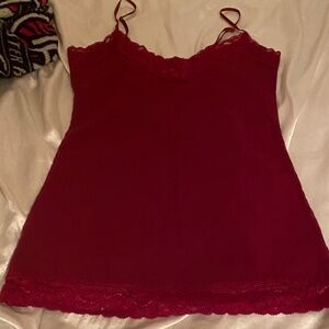Elegant Red Lace Trim Camisole